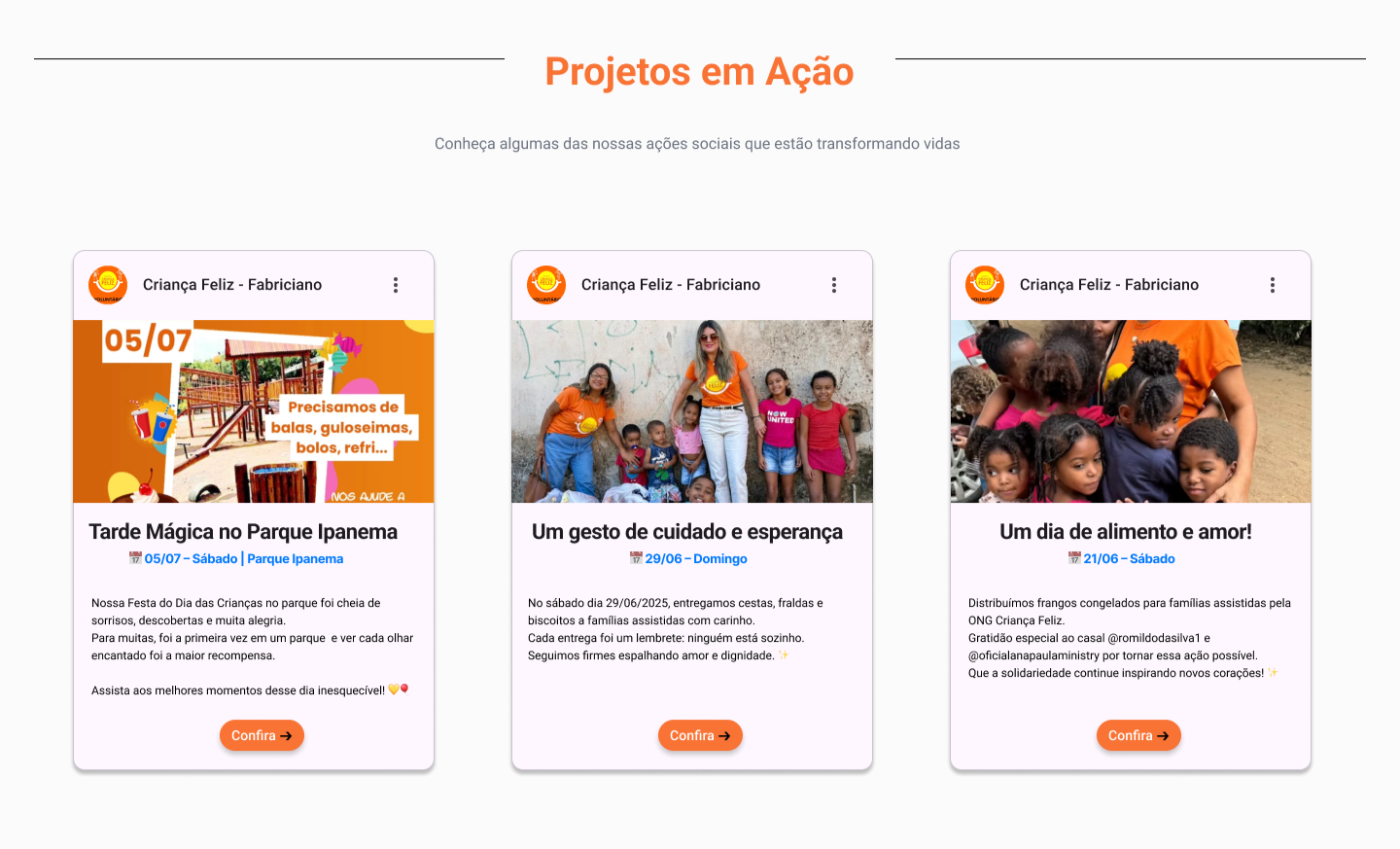 ONG - Seção Projetos